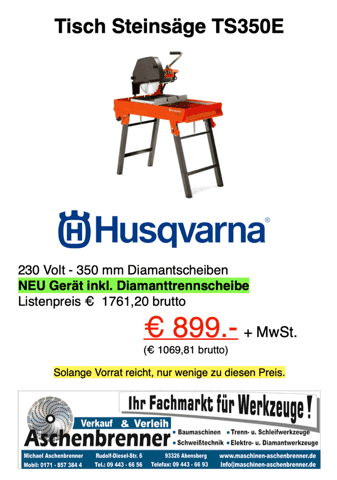 Husqvarna Tisch Steinsäge TS350E Husqvarna Tisch Steinsäge TS350E